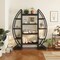 Modern 12-Tier Oval Bookcase, Heavy Duty Freestanding Shelf for Living Room, Bedroom, Home Office